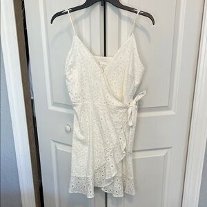 GB White Eyelet Wrap Dress